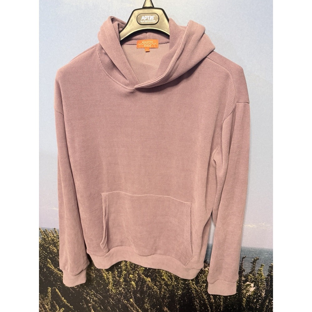 Negative Space Hoodie Mens Large‎ Pink Red Corduroy Sweater Ribbed Sweatshirt